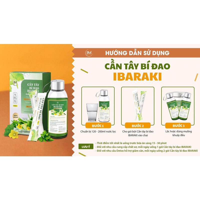 Bột cần tây bí đao Ibaraki detox giảm cân tặng kèm bình thuỷ tinh