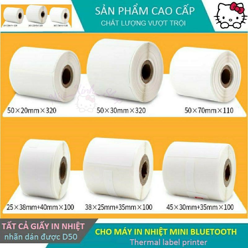 Tất cả giấy in nhiệt nhãn dán màu trắng ❤ đường kính 50mm ❤ chuyên dụng cho tất cả máy in label