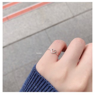 Nhẫn bạc nữ TLEE bạc trái tim rỗng trơn basic TLEE JEWELRY A0316