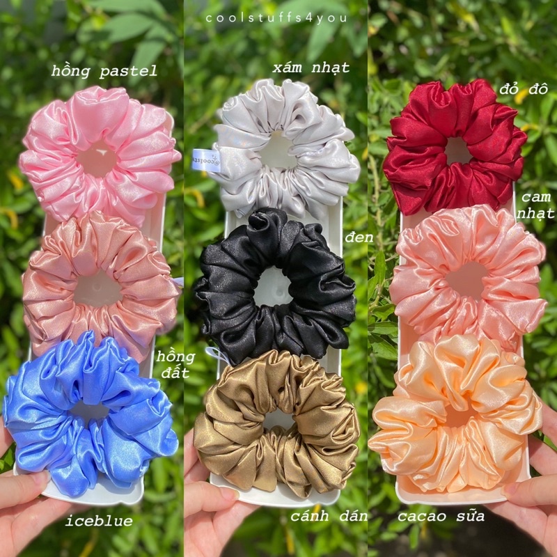 Bảng màu lụa✨Scrunchies lụa vải mềm mịn size thường