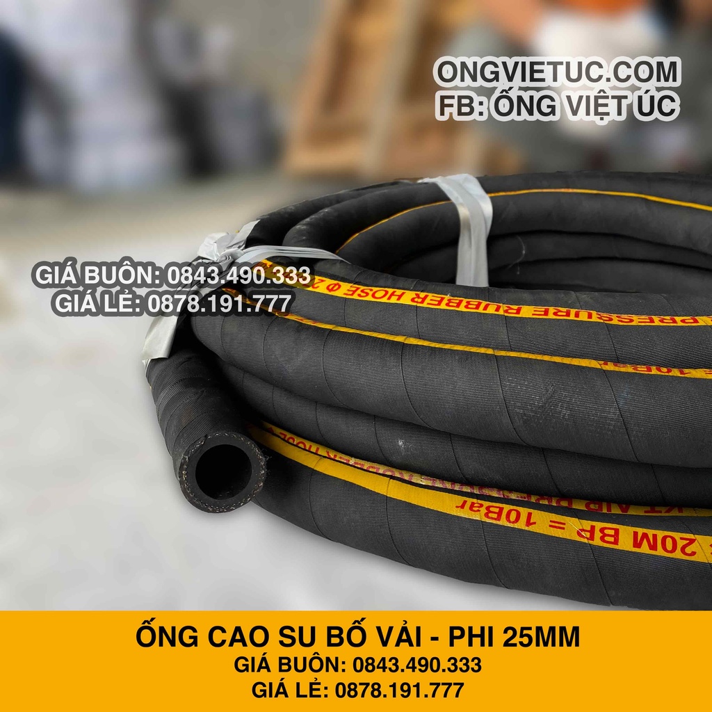 Ống cao su bố vải Việt Úc Phi 25mm loại 20Bar - Cuộn 20m  - hàng chính hãng KT