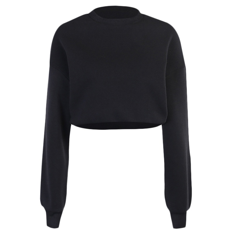 Áo Croptop Tay Dài Cổ Tròn Màu Sắc Tươi Sáng Phong Cách Harajuku Cho Nữ