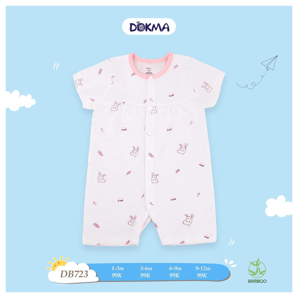 Body cộc tay cài thẳng Dokma - Body cotton cho bé sơ sinh đến 9 tháng Kiến Baby Store