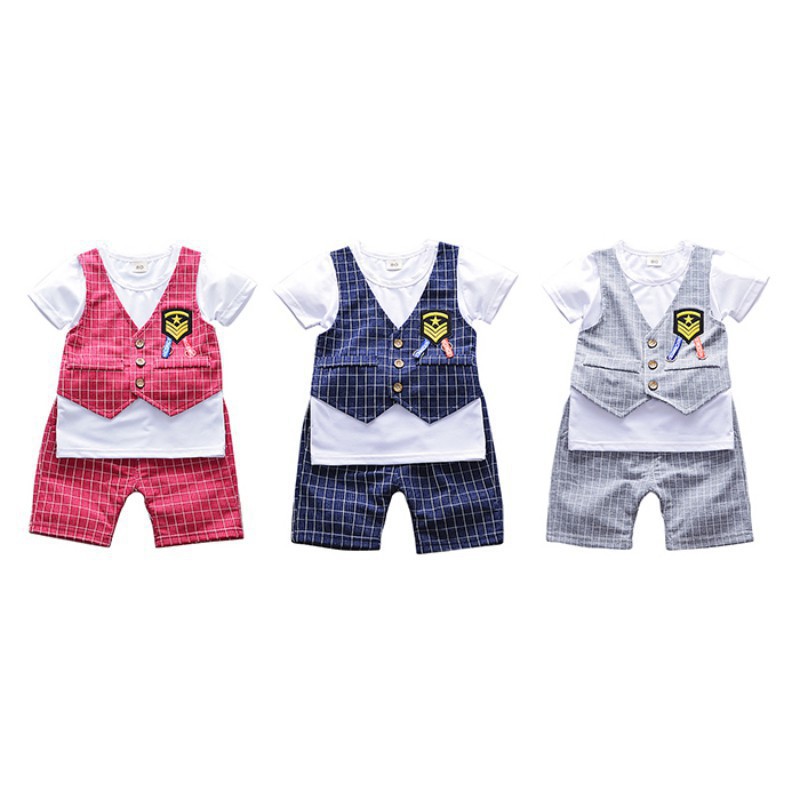 Bộ áo thun giả vest + quần cho bé