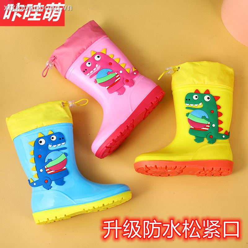 Giày Bốt Đi Mưa Cổ Cao Siêu Nhẹ Chống Thấm Nước In Hình Khủng Long Hoạt Hình Cho Bé Từ 2-16 Tuổi