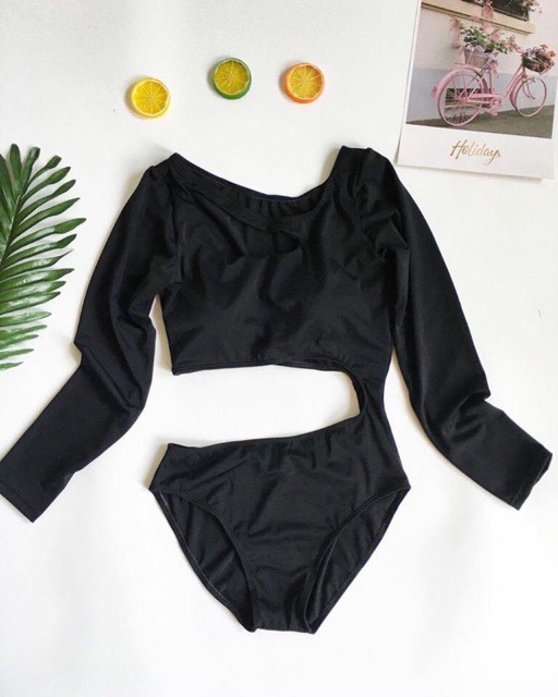 Đồ bơi bikini 1 mảnh tay dài cắt xẻ eo | BigBuy360 - bigbuy360.vn