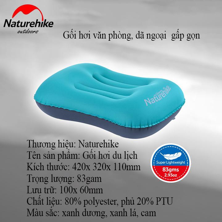 Gối bơm hơi tựa lưng văn phòng, du lịch dã ngoại gấp gọn chính hãng Naturehike NH17T013-Z dành cho cả nam và nữ