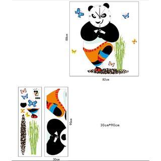 Đồng hồ gấu trúc kèm decal trang trí