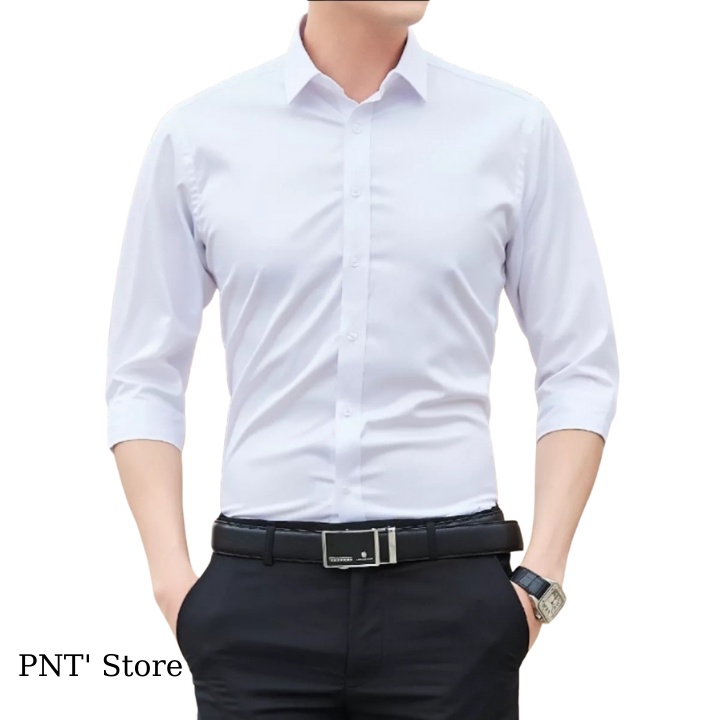 Áo sơ mi nam trơn basic tay dài cotton lụa form unisex vừa vặn, lịch sự- đủ màu đủ size