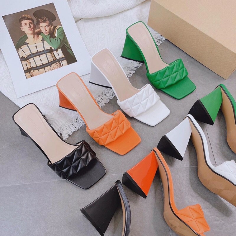 Guốc cao gót quai bản chần chỉ gót tam giá 9p sang xịn mịn