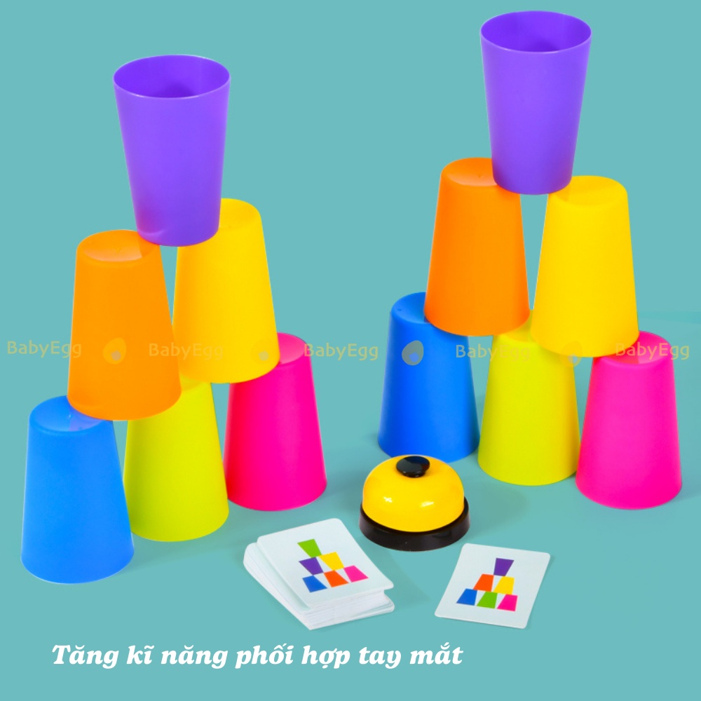 Bộ tháp xếp cốc - Stacked cup battle trò chơi boardgame nhóm cho bé trai bé gái 3 4 5 6 7 tuổi