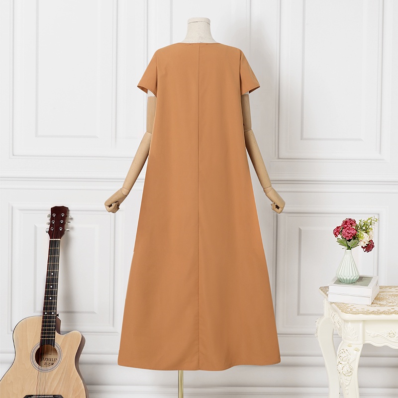 Đầm dài Zanzea cổ chữ v tay ngắn màu trơn thời trang phong cách Hàn Quốc cho nữ