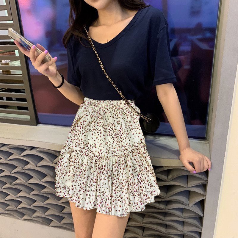 [ẢNH THẬT] Chân Váy Chữ A Hoa Nhí Vintage Hoa Nhí Hai Lớp - Chân Váy NgắN Hàn Quốc Chất Vải Voan Nhật 2 Lớp CV17 | BigBuy360 - bigbuy360.vn