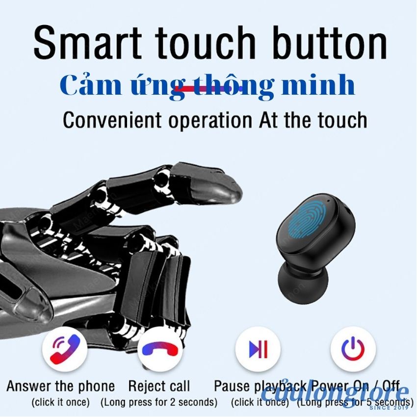 Tai Nghe Không Dây Bluetooth 5.0 Có Mic Nhét Tai android ios giá rẻ game thể thao chính hãng