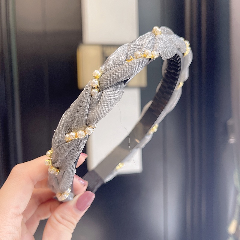 Băng Đô Cài Tóc Vải Lưới Đính Ngọc Trai Thời Trang Mùa Hè Dành Cho Nữ