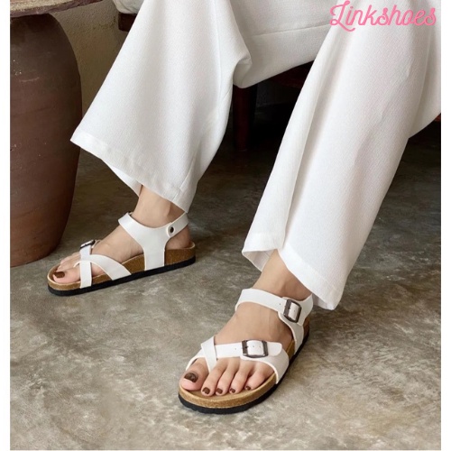 Sandal Đế trấu da PU kết hợp da bò thật 3 màu trắng đen bò mã SH01