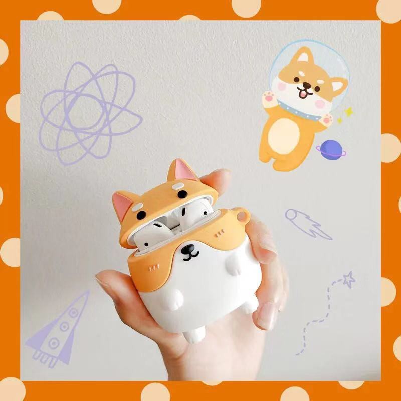 Vỏ silicone bảo vệ hộp đựng tai nghe Airpods họa tiết chó corgi và shiba