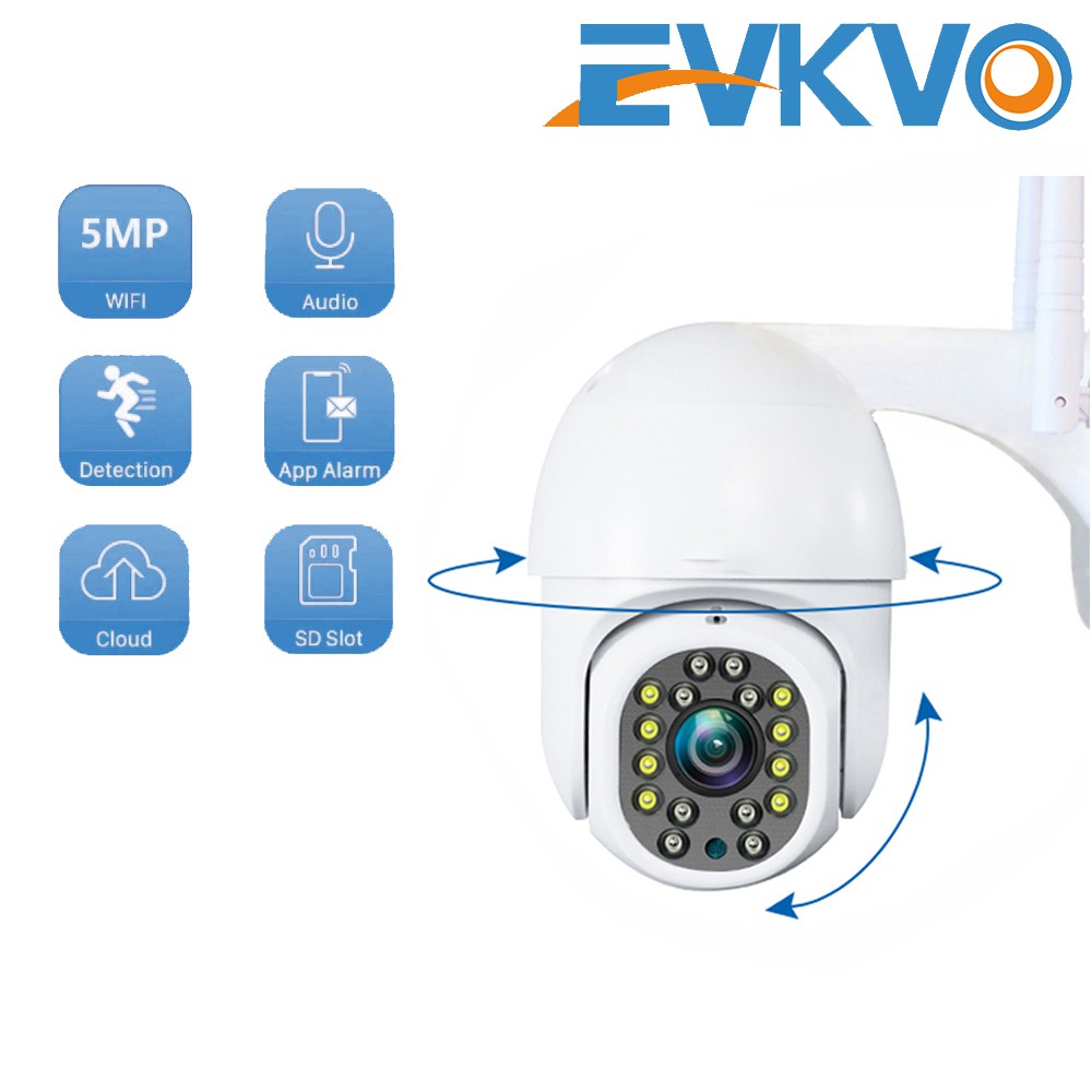 EVKVO - Theo dõi tự động - Tầm nhìn ban đêm đầy đủ màu sắc - 4X Digital Zoom - Yoosee APP UHD 5MP Rotate Outdoor Waterproof WIFI Wireless PTZ IP Camera CCTV