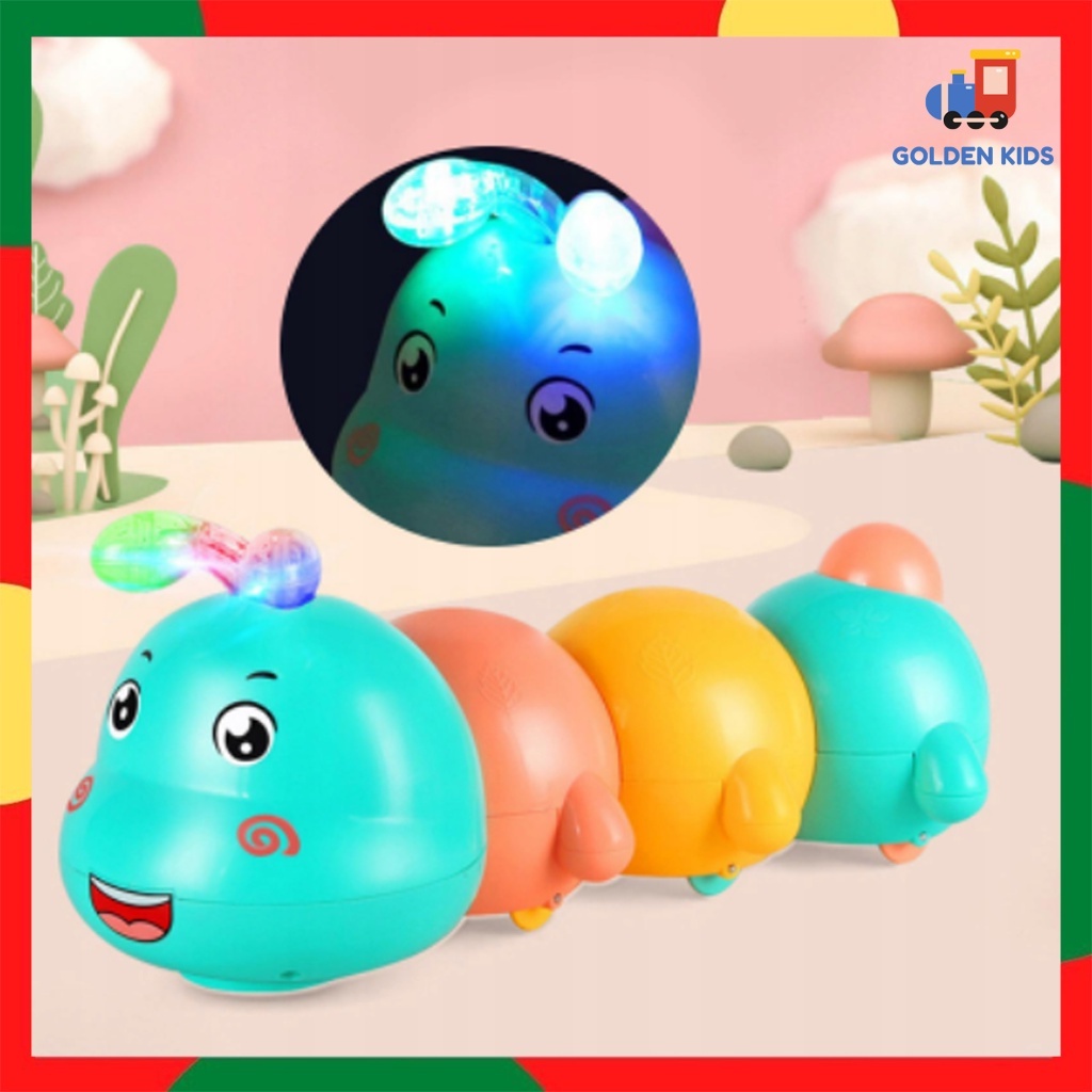 Đồ chơi chú sâu biến hình cảm biến tránh chướng ngại vật  âm nhạc ánh sáng chạy pin dễ thương