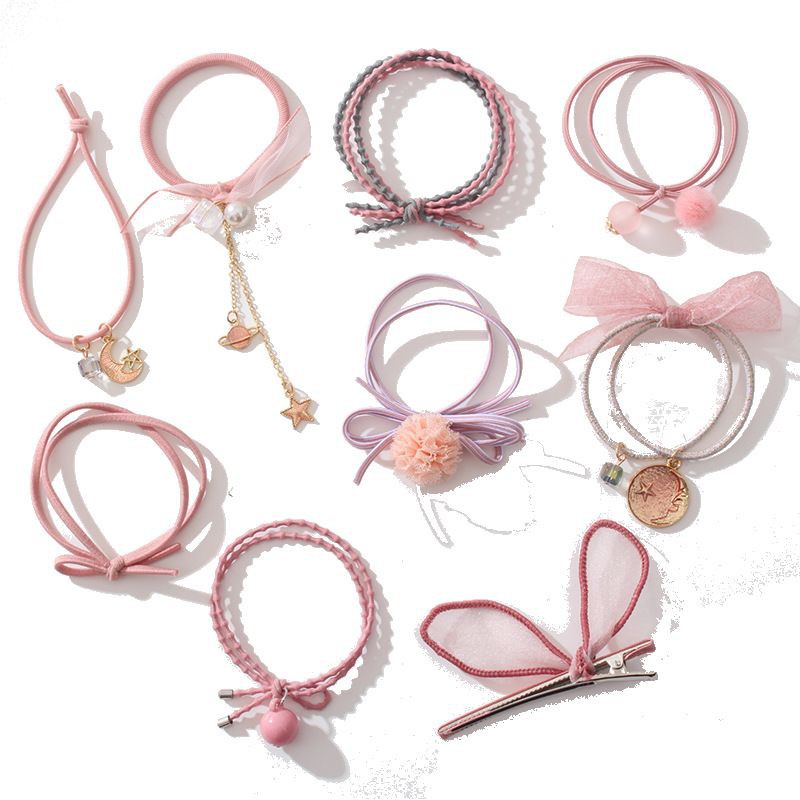 set 8 dây buộc tóc kèm kẹp tóc xinh xinh