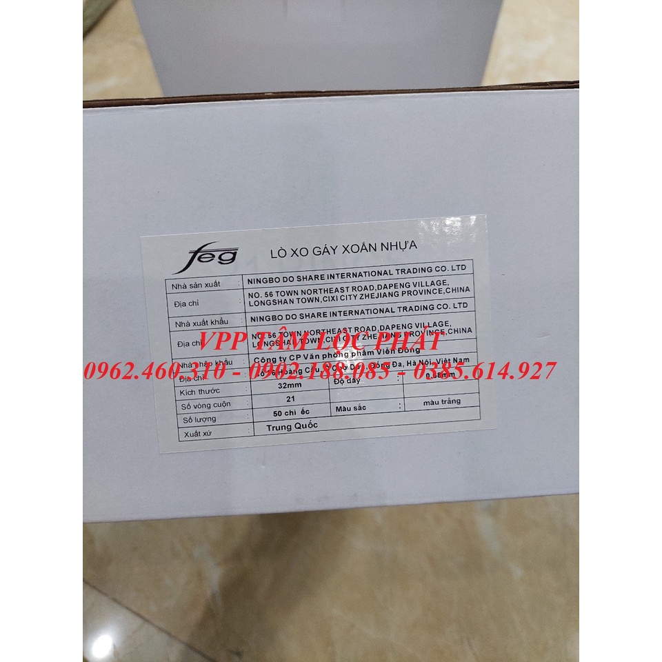 Sỉ 1 hộp LÒ XO NHỰA, GÁY XOẮN ĐÓNG SỔ, LÒ XO GÁY XOẮN NHỰA FFG các cỡ
