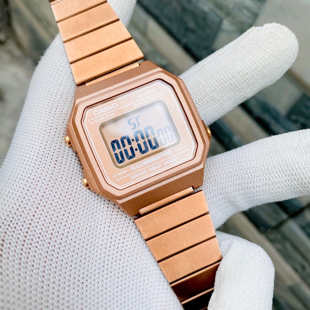 Đồng hồ điện tử nam nữ dây thép Casio Standard B650 rose gold quyến rũ