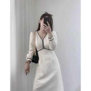 (SẴN+CLIP+ẢNH THẬT) ĐẦM ULZZANG TRẮNG DỰ TIỆC SANG TRỌNG 2 LỚP DÀY DẶN