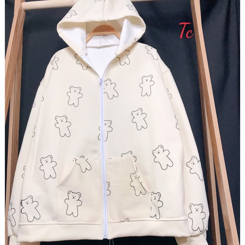 Áo Khoác Hoodie ZIp In Hình Thú Ngộ Nghĩnh Unisex Nam Nữ Form Rộng Ulzzang KN07