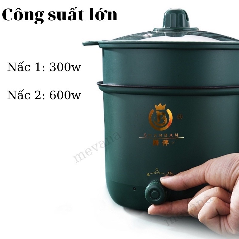 NỒI LẨU MINI NÚM XOAY2 NẤC NHIỆT KÈM GIÁ HẤP CA NẤU MÌ NẤU CƠM ĐA NĂNG 2TẦNG