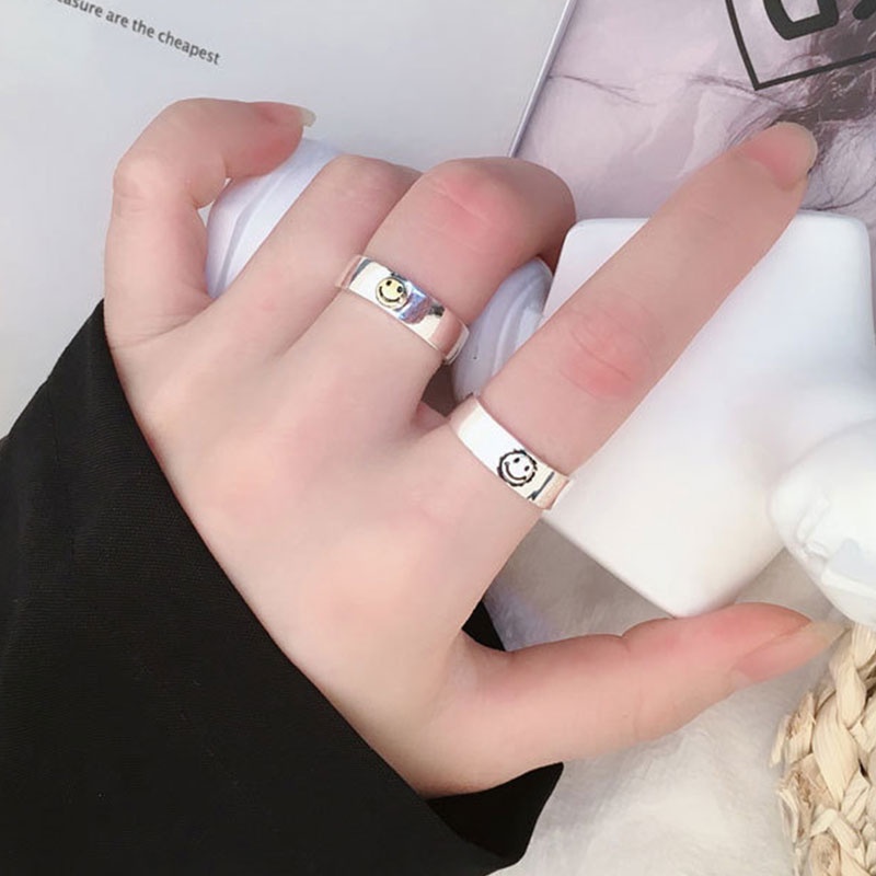 Nhẫn Kim Loại Họa Tiết Mặt Cười Dễ Thương Cho Nữ