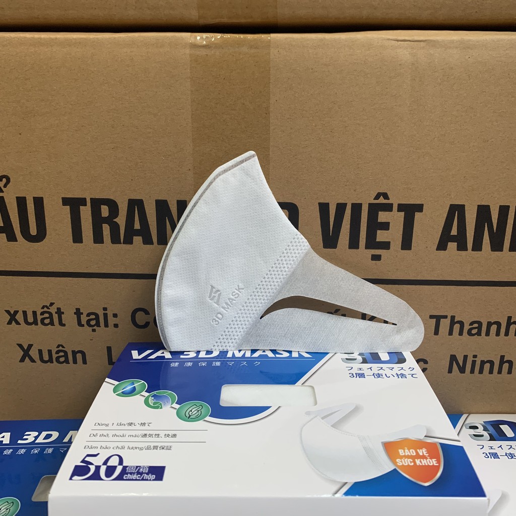 Khẩu trang 3D Mask Việt Anh chống bụi dễ dàng đóng hộp 50 cái