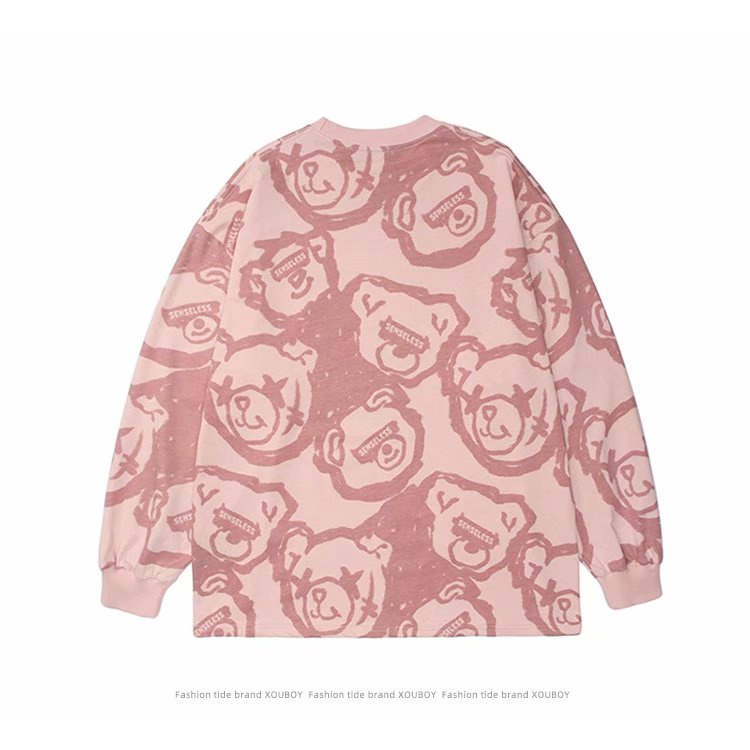 Áo hoodie cặp đôi dáng rộng họa tiết gấu thời trang phong cách Hàn Quốc