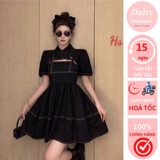 Set váy hai dây kèm áo khoác ngoài viền chỉ nổi, phong cách cá tính daisy boutique sp000929