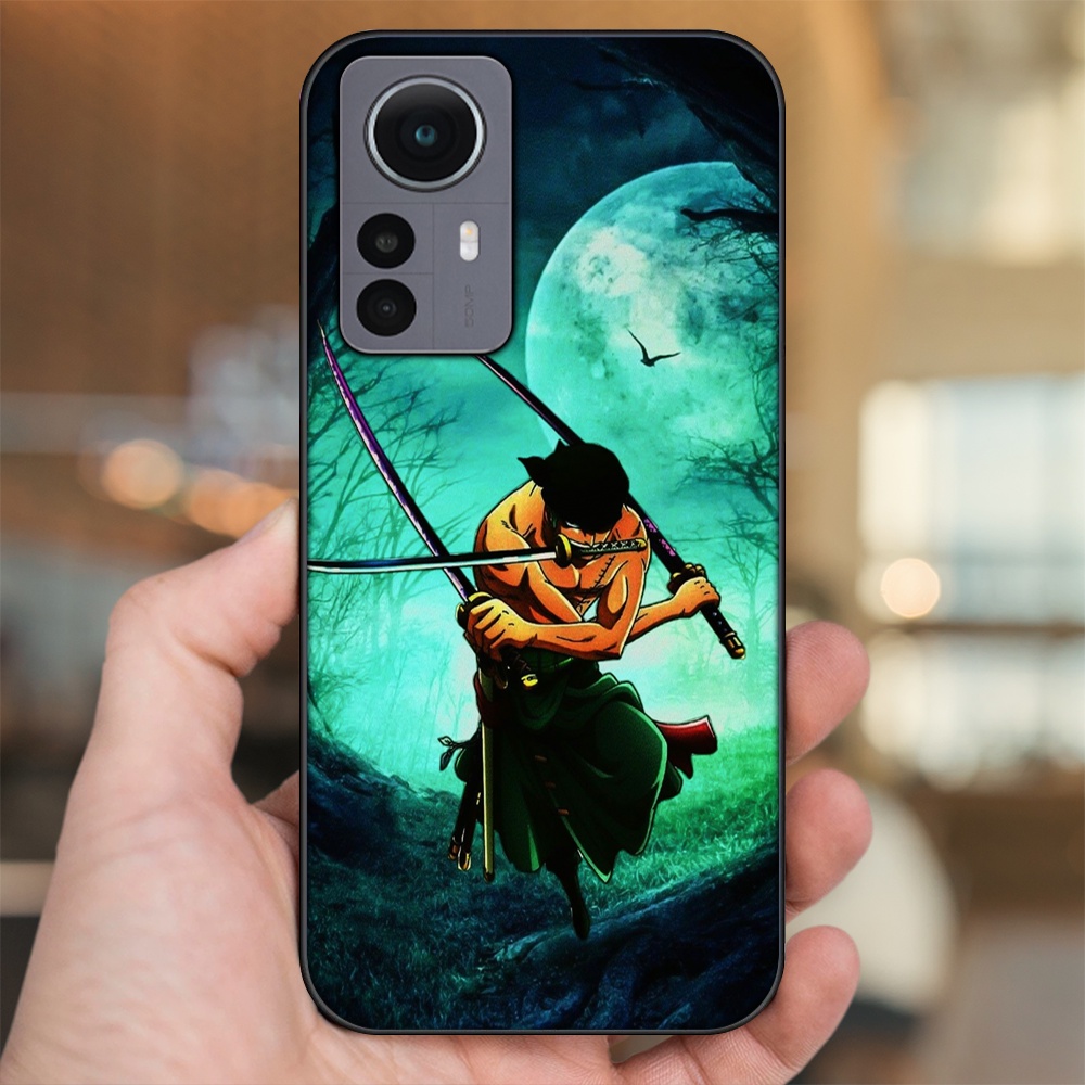 Ốp lưng Xiaomi 12 viền đen in hình Zoro One Piece