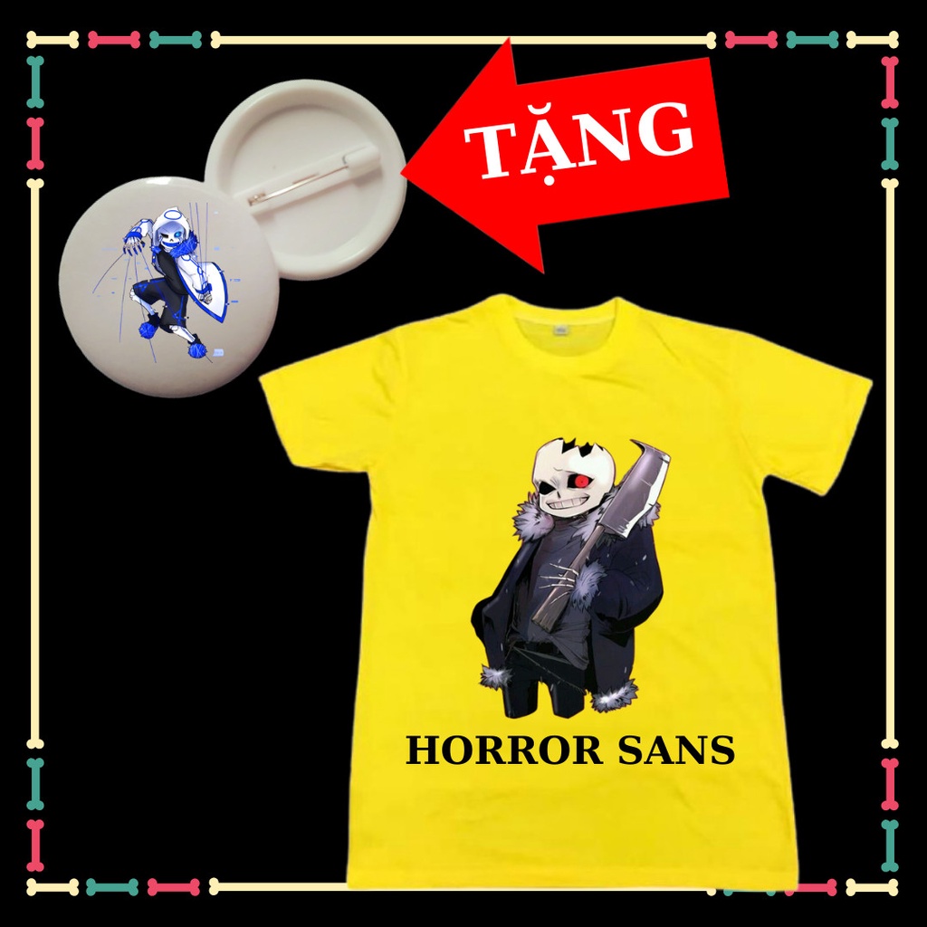 Tặng HUY HIỆU Error 404 siêu ngầu Áo thun trẻ em mẫu Horror Sans phong cách Vải Thun Thái mềm mịn có size áo người lớn