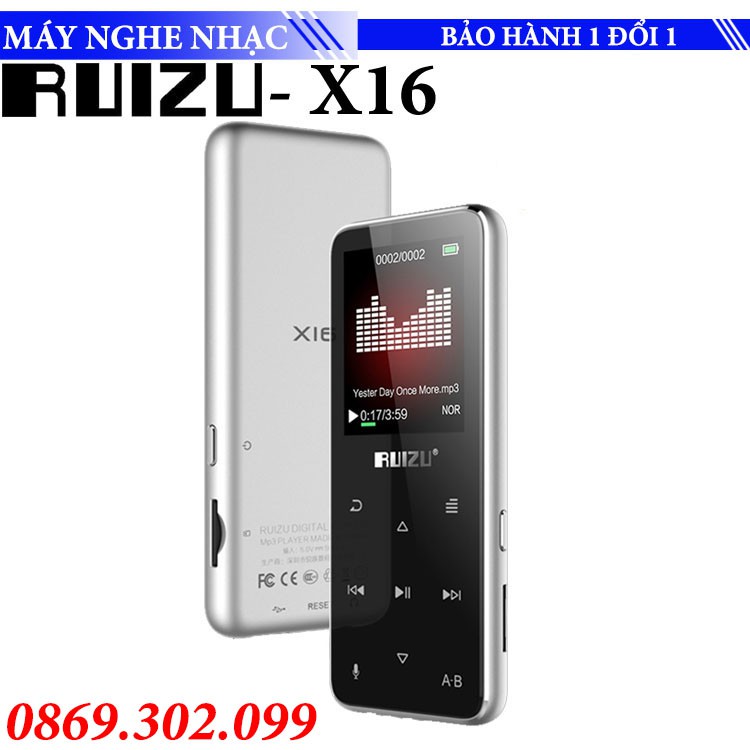 [Mã ELHACE giảm 4% đơn 300K] Máy Nghe Nhạc HiFi Thể Thao Bluetooth Ruizu X16 Bộ Nhớ Trong 8GB - Mp3 Sport