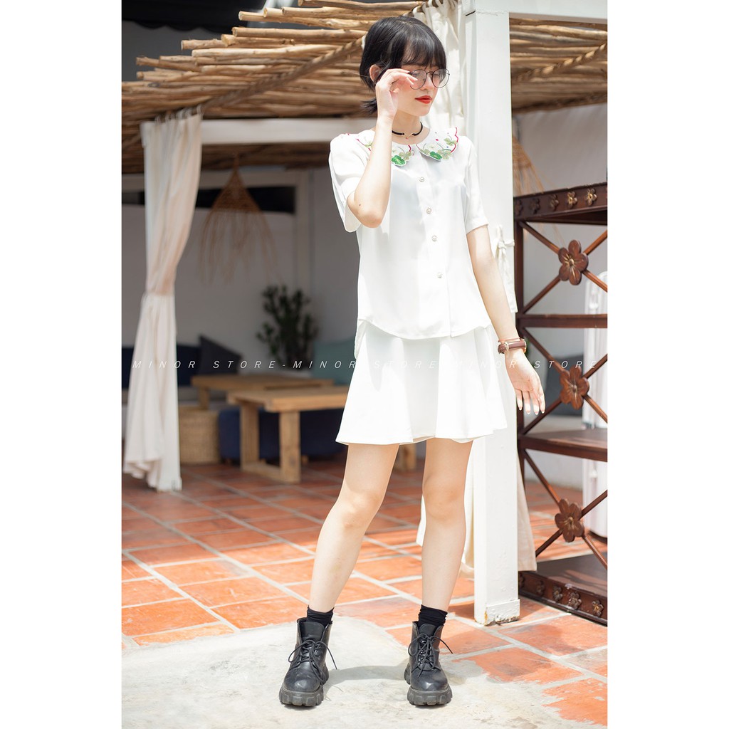 ÁO SƠ MI TAY NGẮN THÊU CỔ [MINOR CATERINA] | BigBuy360 - bigbuy360.vn