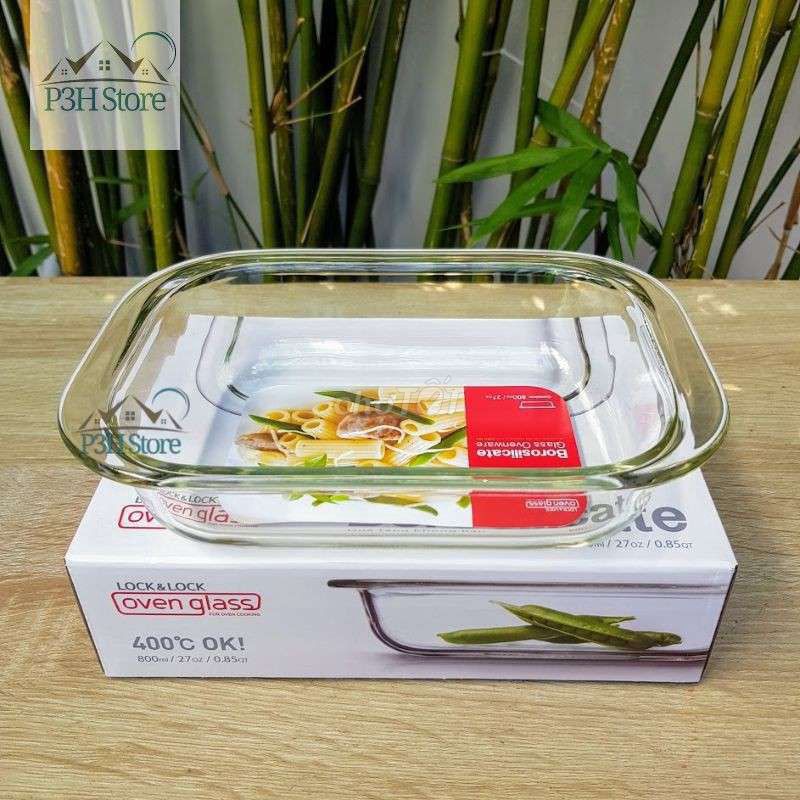 Khay thủy tinh Lock&amp;Lock Borosilicate Glass 800ml . 2L