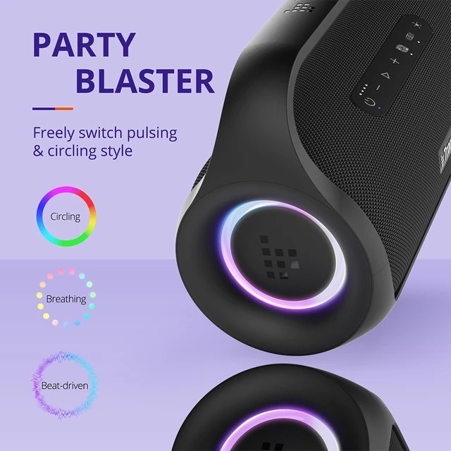 Loa Bluetooth 5.3 Tronsmart Bang Mini Công Suất 50W Kết Nối 2 Loa NFC Sử dụng Thẻ TF Kiêm Sạc Dự Phòng