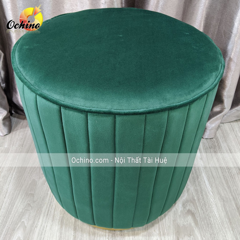 Đôn tròn Trang Điểm, Đôn Tròn Sofa Chân Vàng Phong Cách Hiện Đại (Hàng Có Sẵn)