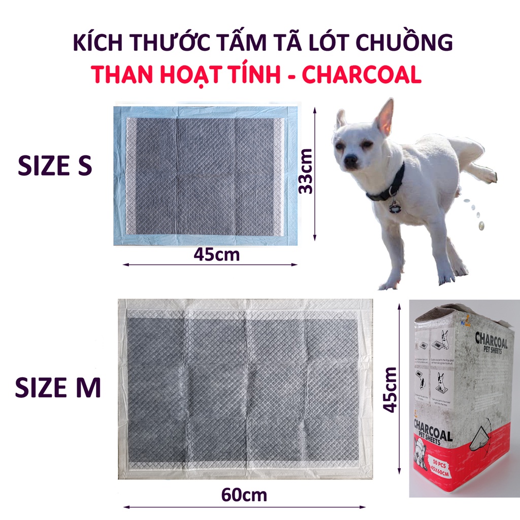 Tã lót chó mèo cho thú cưng khay vệ sinh sàn xe than hoạt tính CHARCOAL