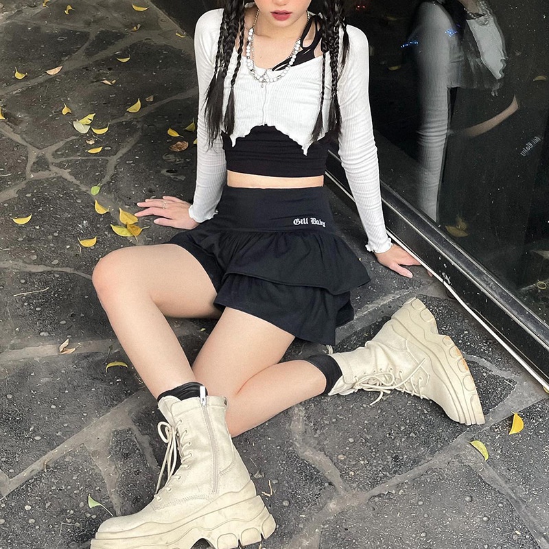 DUNEA Áo Thun Tay Dài Dáng Ôm Thời Trang Cho Nữ