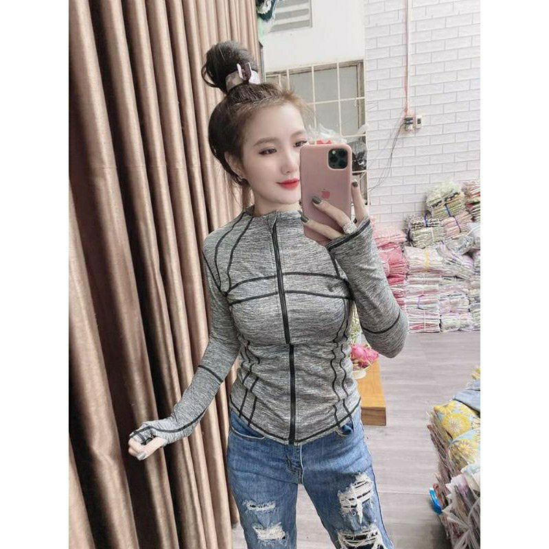 Áo Khoác Thể Thao Nữ Không Nón Ôm Body. Size S M L XL (KN220)