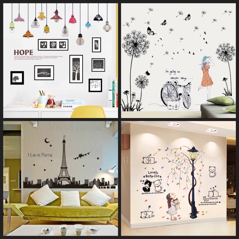 Decal dán tường các mẫu trang trí nhà gam màu trầm