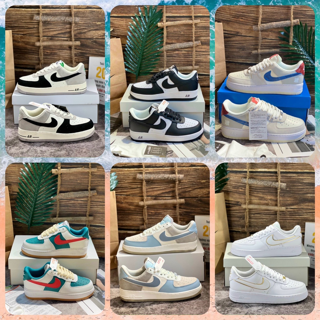 Giày Thể Thao Sneaker Af1 LV8, Af1 Panda, Af1 Viền Vàng, Af1 Dunk, Af1 Gót Xanh, Af1 Guc.ci  Xanh Tặng Tất