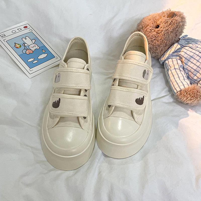 Giày đế dày chất canvas thiết kế quai dán thời trang mùa hè phong cách Nhật Bản trẻ trung cho nữ
