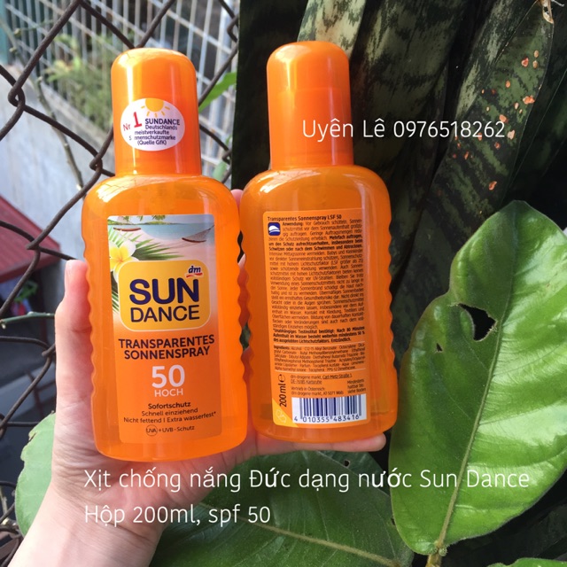 Xịt chống nắng dạng nước Sundance Đức