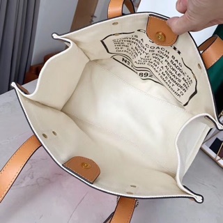 Túi Coach tote vải phối bố