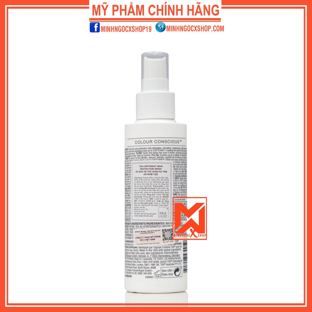 Xịt bảo vệ tóc khỏi tác động nhiệt TIGI COPYRIGHT HEAT PROTECTION SPRAY 150ml chính hãng