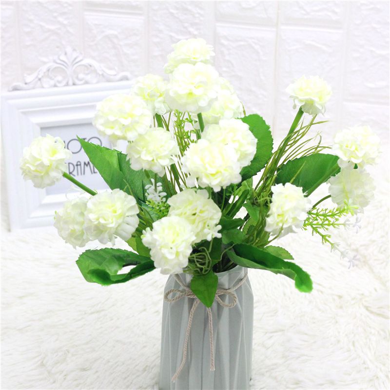 Bó 9 Bông Cẩm Chướng Giả Bằng Lụa Dùng Trang Trí Tiệc Cưới